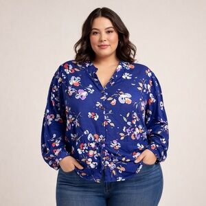 Merona Blue Floral Top